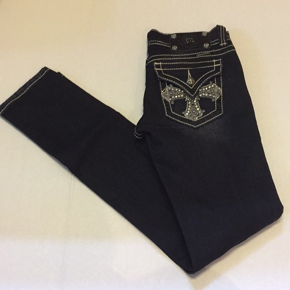 cross pocket black jeans